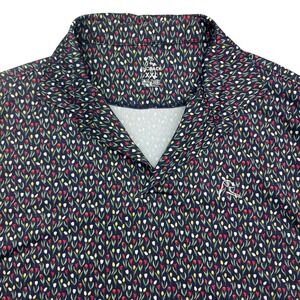Rhoback Polo Shirt Mens 2XL Navy Tulip Floral Print Golf Performance Stretch